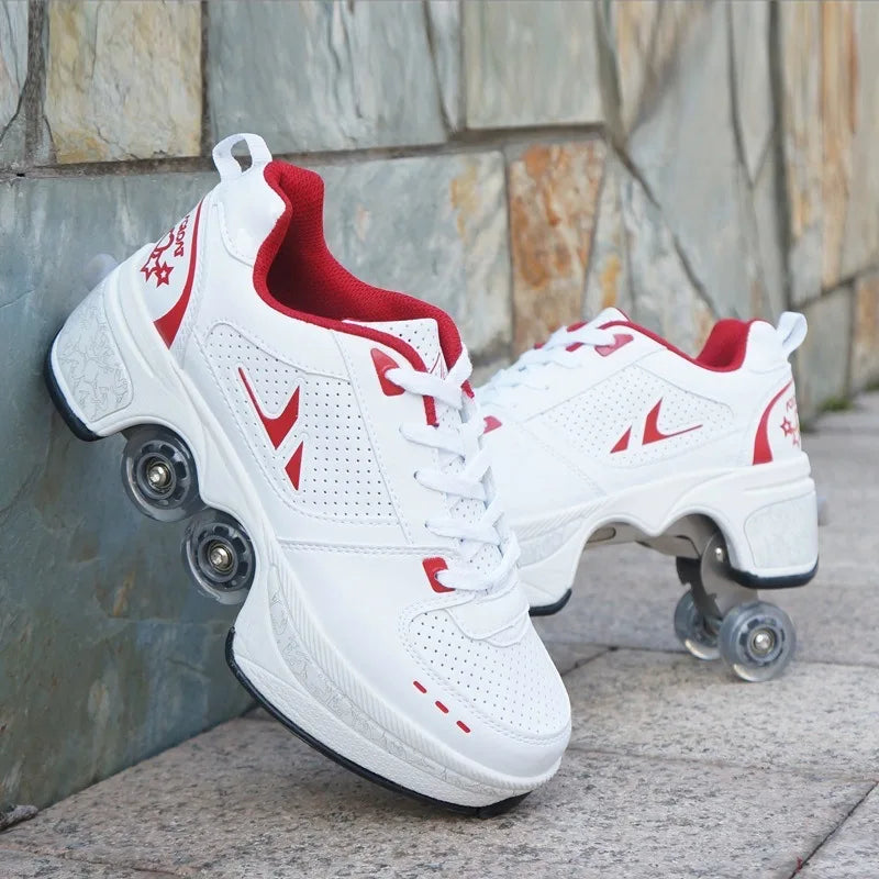 RETRACTABLE ROLLER SKATES, 2-in-1 Parkour Shoes, Shoes That Turn Into Roller Skates