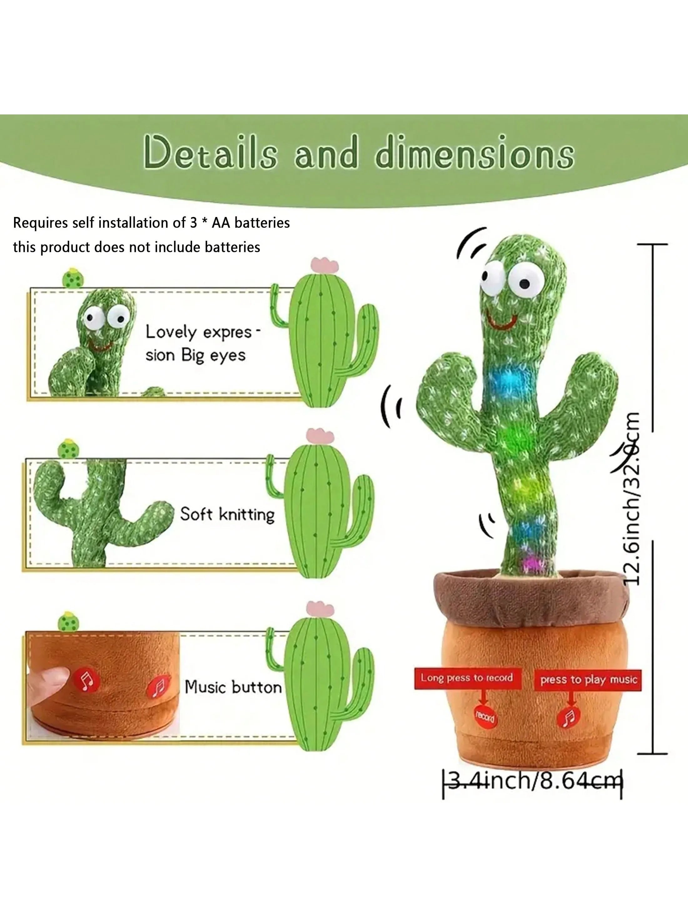 Talking Cactus Toys For Baby Boys And Girls, Singing Mimicking Recording Repeating